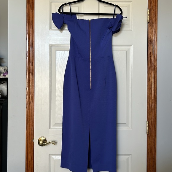 Rebecca Vallance Winslow Royal Purple Midi Dress Bow Sleeves NWT - Picture 8 of 8